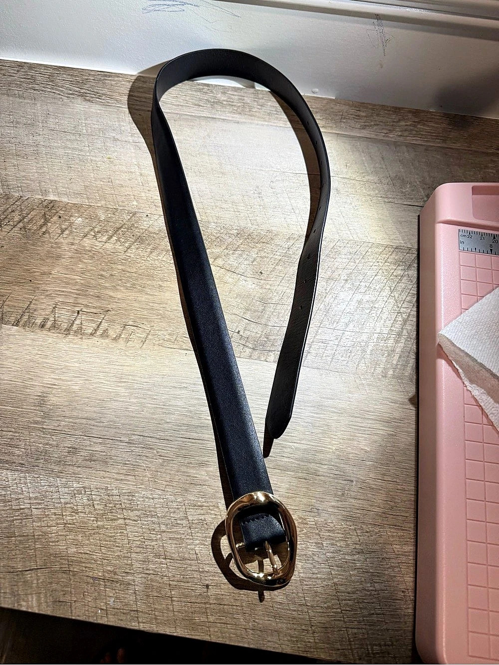 Black Belt Gold Oval Buckle Adjustable